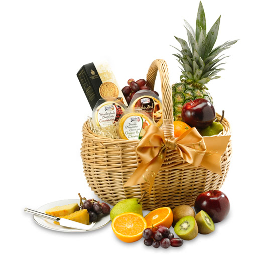 Fresh Fruit, Cheese & Biscuits Gift Basket